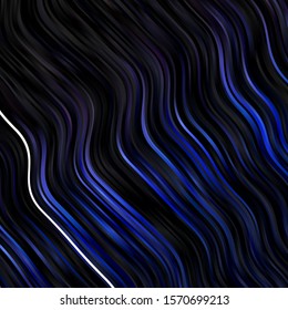 Dark BLUE vector backdrop with curves. Abstract gradient illustration with wry lines. Design for your business promotion.