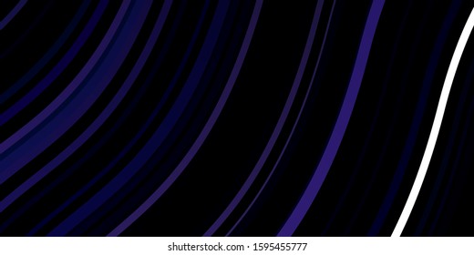 Dark BLUE vector backdrop with curves. Abstract illustration with gradient bows. Template for your UI design.