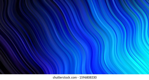 Dark BLUE vector backdrop with curves. Colorful illustration with curved lines. Template for cellphones.