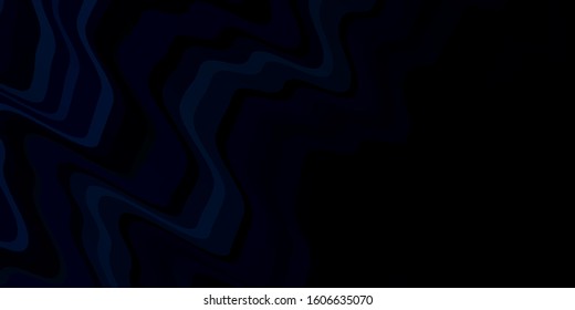 Dark BLUE vector backdrop with curves. Colorful illustration in abstract style with bent lines. Template for cellphones.