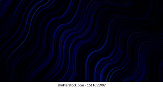 Dark BLUE vector backdrop with curves. Illustration in abstract style with gradient curved.  Pattern for commercials, ads.