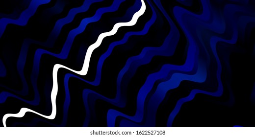 Dark BLUE vector backdrop with curves. Bright sample with colorful bent lines, shapes. Pattern for websites, landing pages.