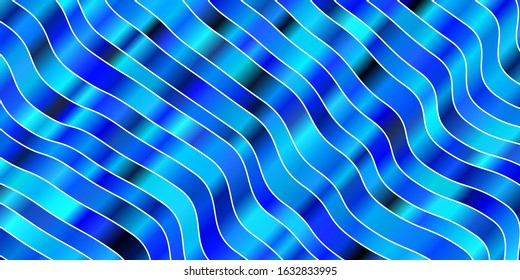 Dark BLUE vector backdrop with curves. Colorful illustration in abstract style with bent lines. Template for your UI design.