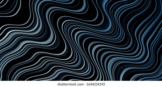 Dark BLUE vector backdrop with curves. Colorful geometric sample with gradient curves.  Pattern for websites, landing pages.