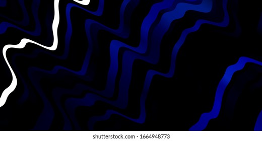 Fondo vector azul oscuro con curvas. Muestra brillante con líneas plegadas y formas coloridas. Patrón para sitios web, páginas de inicio.