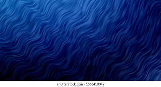 Dark BLUE vector backdrop with curves. Colorful illustration in circular style with lines. Best design for your posters, banners.