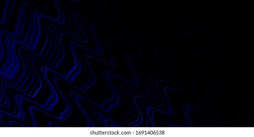 Dark BLUE vector backdrop with curves. Brand new colorful illustration with bent lines. Pattern for business booklets, leaflets
