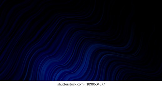 Dark BLUE vector backdrop with curves. Illustration in abstract style with gradient curved.  Pattern for commercials, ads.