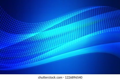Dark BLUE vector backdrop with dots and lines. Decorative design in abstract style with triangle structure. Pattern for trendy fabric, wallpapers.