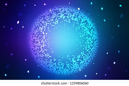 Dark BLUE vector backdrop with dots. Glitter abstract illustration with blurred drops of rain. Design for your business advert.