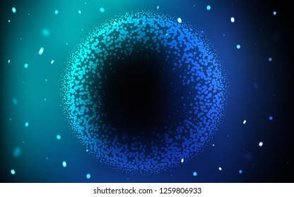 Dark BLUE vector backdrop with dots. Glitter abstract illustration with blurred drops of rain. Pattern for ads, leaflets.