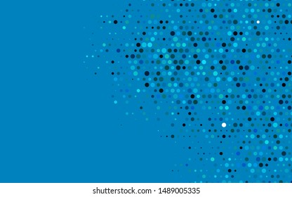 Dark BLUE vector backdrop with dots. Beautiful colored illustration with blurred circles in nature style. Template for your brand book.