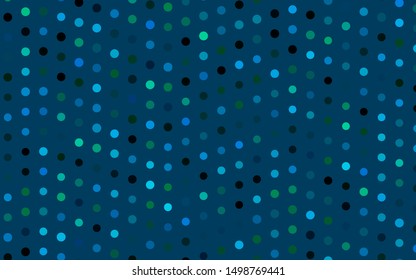 Dark BLUE vector backdrop with dots. Modern abstract illustration with colorful water drops. Pattern for ads, leaflets.