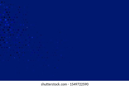 Dark BLUE vector backdrop with dots. Illustration with set of shining colorful abstract circles. Pattern for ads, booklets.