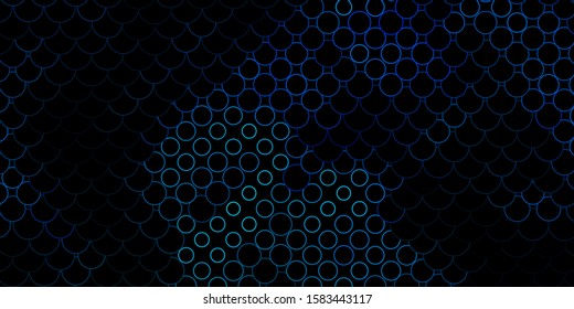 Dark BLUE vector backdrop with dots. Abstract colorful disks on simple gradient background. Design for your commercials.