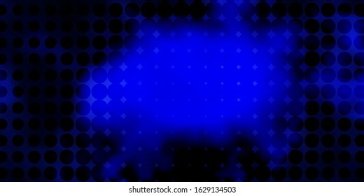 Dark BLUE vector backdrop with dots. Illustration with set of shining colorful abstract spheres. Pattern for booklets, leaflets.