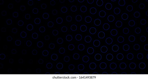 Dark BLUE vector backdrop with dots. Abstract colorful disks on simple gradient background. Pattern for websites.