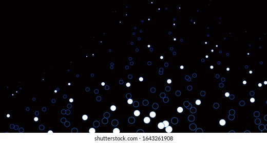 Dark BLUE vector backdrop with dots. Abstract colorful disks on simple gradient background. Pattern for websites.