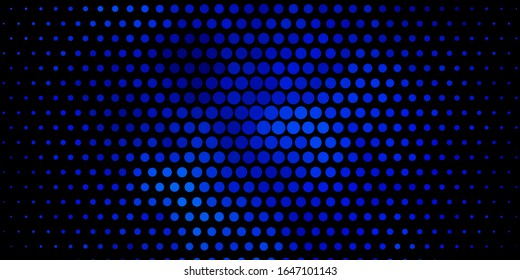 Dark BLUE vector backdrop with dots. Abstract colorful disks on simple gradient background. Design for posters, banners.