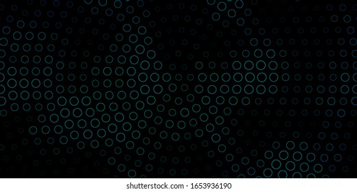 Dark BLUE vector backdrop with dots. Modern abstract illustration with colorful circle shapes. Design for posters, banners.