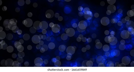 Dark BLUE vector backdrop with dots. Glitter abstract illustration with colorful drops. Pattern for business ads.