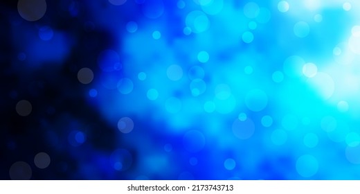 Dark BLUE vector backdrop with dots. Glitter abstract illustration with colorful drops. Design for your commercials.