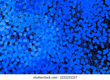 Dark BLUE vector backdrop with dots. Abstract illustration with colored bubbles in nature style. Pattern for futuristic ad, booklets.