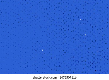 Dark BLUE vector backdrop with english symbols. Shining colorful illustration with isolated letters. Best design for a college poster, banner.