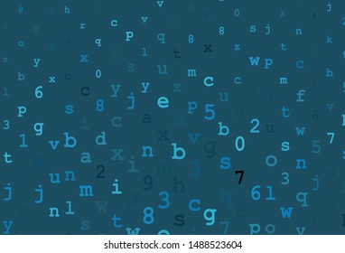 Dark BLUE vector backdrop with english symbols. Shining illustration with ABC symbols on abstract template. Template for lettering, typography.