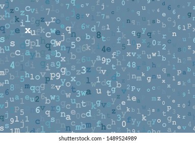 Dark BLUE vector backdrop with english symbols. Colored alphabet signs with gradient on white background. Best design for a college poster, banner.