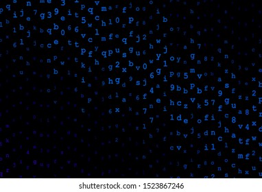 Dark BLUE vector backdrop with english symbols. Shining colorful illustration with isolated letters. Pattern for school, grammar websites.