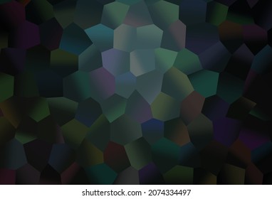 Dark BLUE vector backdrop with hexagons. Illustration of abstract hexagons on colorful surface. New design for website's poster, banner.
