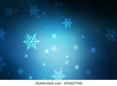 Dark BLUE vector backdrop in holiday style. A colorful design in Christmas style with gradient. Template for lettering, typography.
