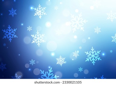 Dark BLUE vector backdrop in holiday style. A Smart Illustration with gradient Christmas elements. Pattern for ads, poster, banner of books.
