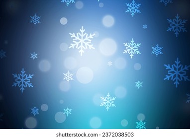 Dark BLUE vector backdrop in holiday style. Colorful illustration with Christmas simbols and signs. Pattern for school, grammar websites.