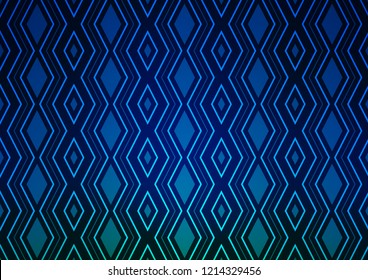 Dark BLUE vector backdrop with lines, cubes. Shining colorful illustration with lines, rectangles. Best design for your ad, poster, banner.