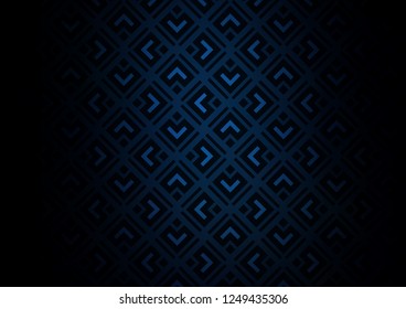 Dark BLUE vector backdrop with lines, cubes. Colorful lines, squares on abstract background with gradient. Smart design for your business advert.