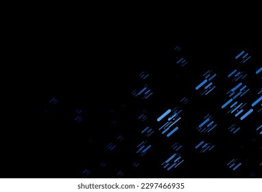 Dark BLUE vector backdrop with long lines. Glitter abstract illustration with colored sticks. Pattern for ads, posters, banners.