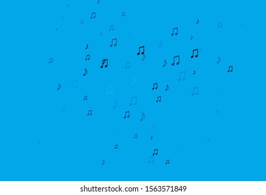 Dark BLUE vector backdrop with music notes. Modern abstract illustration with melody keys. Modern design for wallpapers.