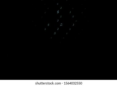 Dark BLUE vector backdrop with music notes. Decorative design in abstract style with music shapes. Pattern for festival leaflets.