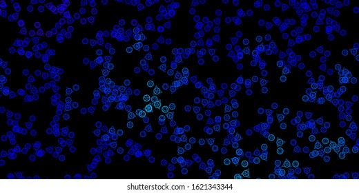 Dark BLUE vector backdrop with mystery symbols. Retro design in abstract style with witchcraft forms. Simple base for your occult design.