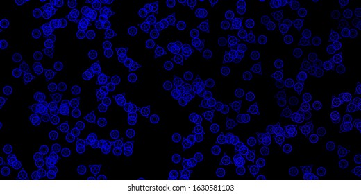 Dark BLUE vector backdrop with mystery symbols. Abstract illustration with gothic gradient shapes. Design for magic, spiritual events.