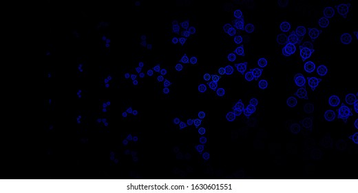 Dark BLUE vector backdrop with mystery symbols. Illustration with magical signs of spiritual power. Best design halloween events.