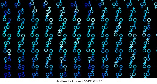 Dark BLUE vector backdrop with mystery symbols. Abstract illustration with gothic gradient shapes. Simple base for your occult design.