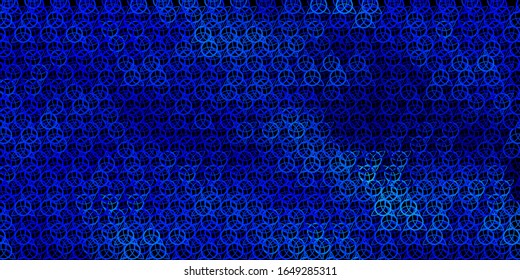 Dark BLUE vector backdrop with mystery symbols. Abstract illustration with gothic gradient shapes. Best design halloween events.