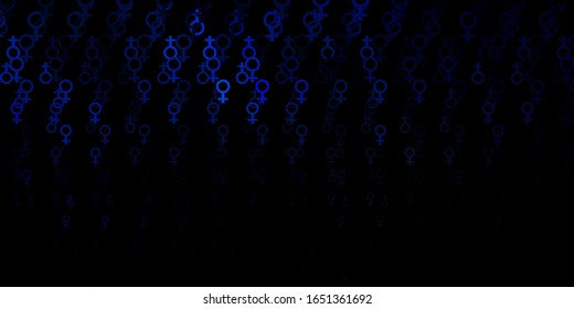Dark BLUE vector backdrop with mystery symbols. Retro design in abstract style with witchcraft forms. Design for magic, spiritual events.