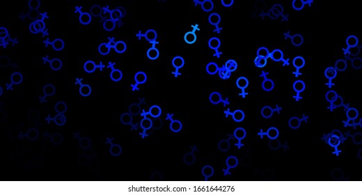 Dark BLUE vector backdrop with mystery symbols. Illustration with magical signs of spiritual power. Simple base for your occult design.