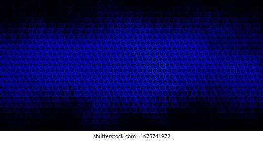 Dark BLUE vector backdrop with mystery symbols. Illustration with magical signs of spiritual power. Background for esoteric, mystic designs.