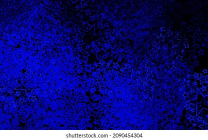 Dark BLUE vector backdrop with small and big stars. Decorative shining illustration with stars on abstract template. Smart design for your business advert.