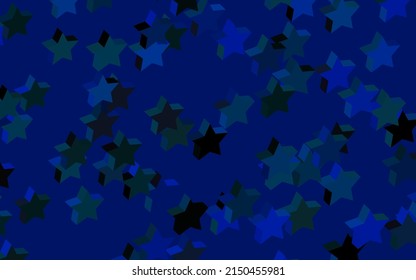 Dark BLUE vector backdrop with small and big stars. Modern geometrical abstract illustration with stars. Pattern for futuristic ad, booklets.